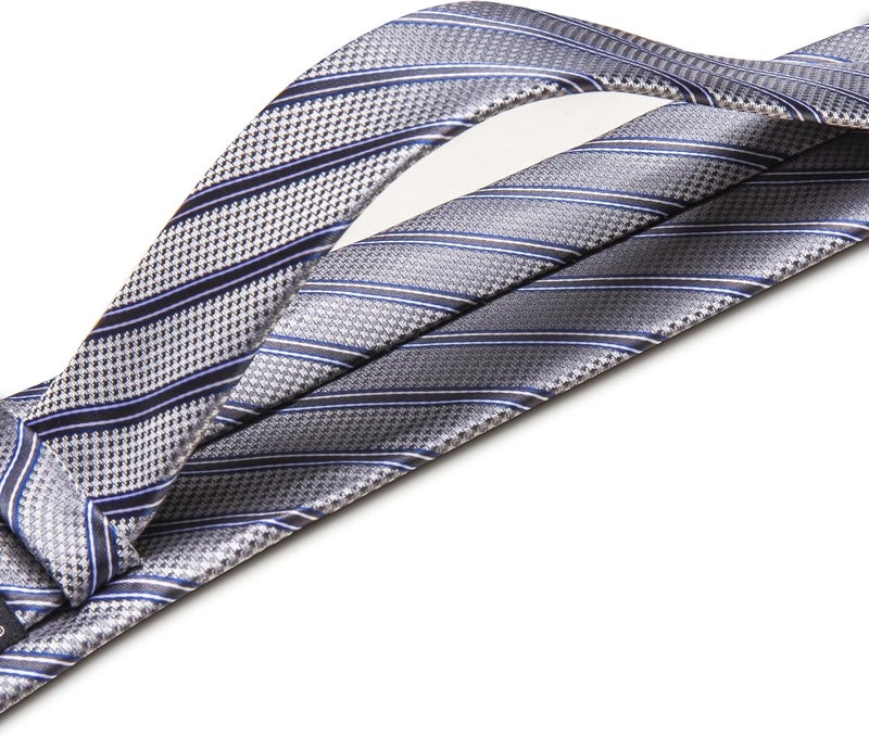 Barry.Wang Store Tie Sets for Men Silk Stripe Necktie Woven Checkered Handkerchief Cufflinks Formal Business Wedding - Image 3